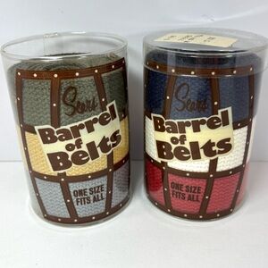 Vtg 2 Pack Sears Barrel Of Belts Canvas-Never Used- 3 In Pack Multicolor 80’s